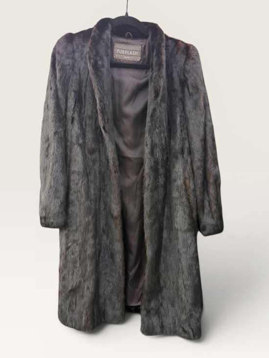 Vintage Jackets & Blazers - Vintage Black Mink Fur Coat - long, size medium excellent condition